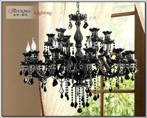 Lámpara de Techo de Cristal Negro de Lujo MEEROSEE, Araña de Cristal de <span class=keywords><strong>Murano</strong></span> K9 de Alta Calidad China, Iluminación para Hoteles MD1003 - Product Image 3