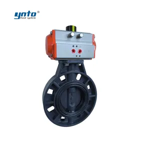 YNTO 맞춤형 산업용 4 인치 공압 작동 버터 플라이 밸브 흐름 제어 3 인치 pn16 pvc pp 플라스틱 밸브