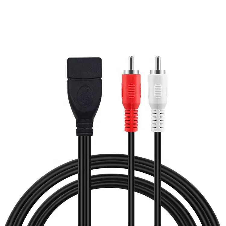 LBT-Cable adaptador compuesto USB 1,5 macho/hembra a 2 RCA, divisor de Jack macho, Audio, vídeo, AV, 5 pies/2,0 m, (USB M/2RCA M)