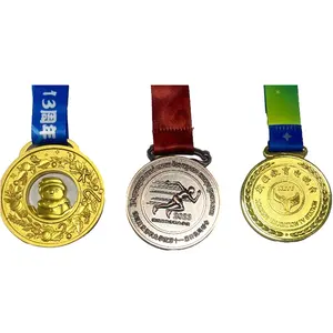 Medalla de metal personalizada de fábrica, medallas deportivas, placas de recuerdo de Oro para niños, medallas al por mayor con cinta corta