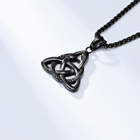 Perhiasan Gothic Lapis Emas 18k Baja Tahan Karat Celtic Triquetra Ouroboros Liontin Kalung Pria Rantai Viking Norse Grosir