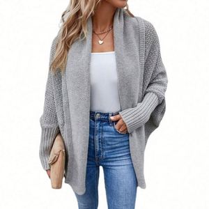 Women's Casual Wool/Cashmere Autumn Solid Color O-Neck Regular Sleeve Loose Knitted Coat commuter <b>Cardigan</b> <b>Sweater</b> J0204 - Product Image 1
