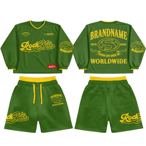 Ensemble chemise et short décontracté d'été respirant à manches longues, personnalisable avec logo OEM, 100 % coton écologique, style streetwear, vente en gros - Product Image 6