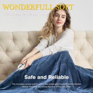 <span class=keywords><strong>Couverture</strong></span> électrique en vente, taille double pour lit, douce et moelleuse, lavable, avec 4 niveaux de chaleur - Product Image 2