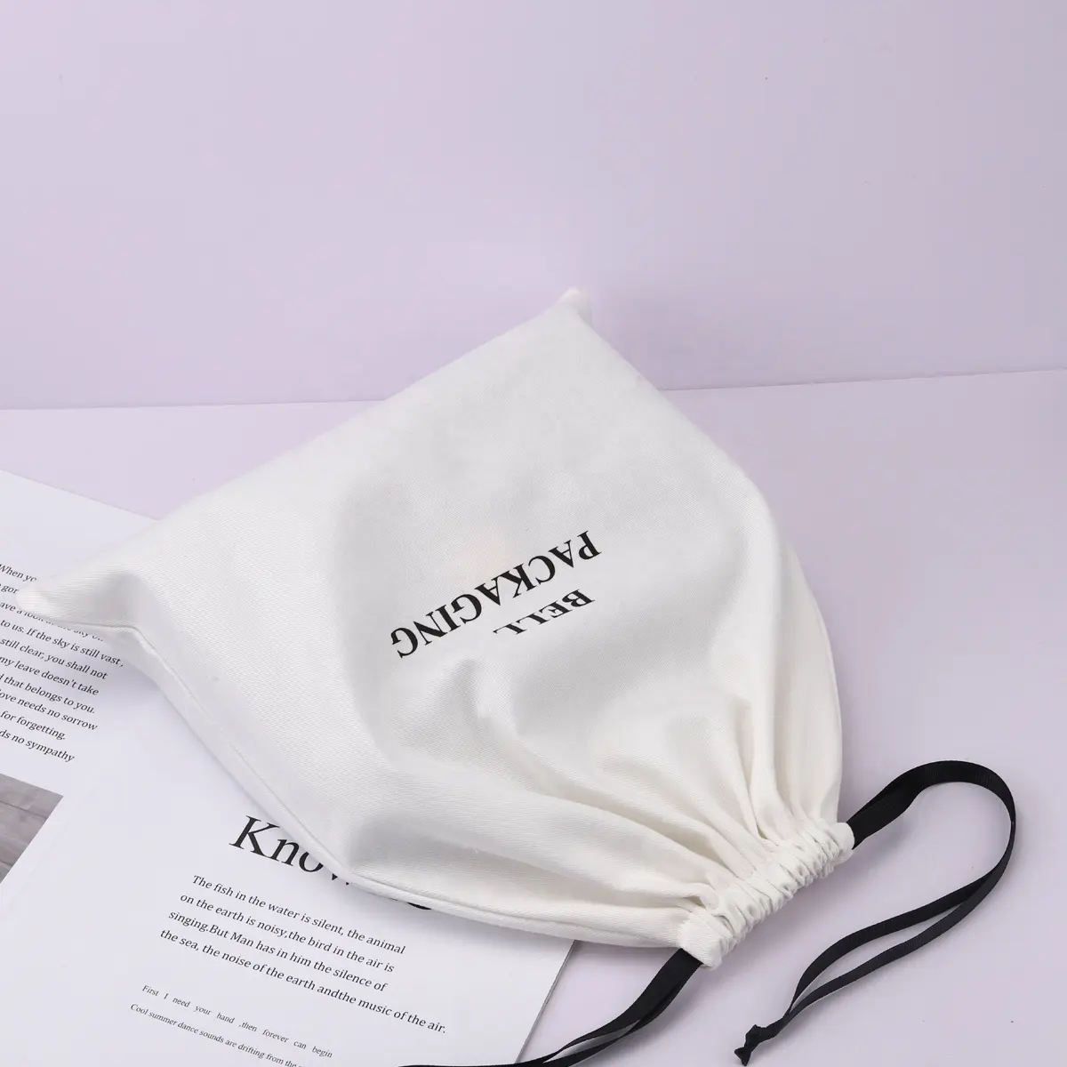 Custom Logo Printing Cotton Twill Drawstring Dust Bag For Shoes Packing Recycled Cotton Gift Dust Pouch