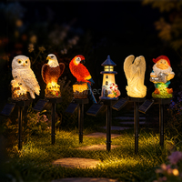 Lampe solaire décorative de jardin, mignonne, en résine, en forme d'animal, lampes solaires pour pelouse, LED, étanches, lampe solaire de jardin en forme de hibou