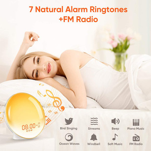 Simulated Sunrise Wake Up Light <b>Led</b> Alarm <b>Clock</b> With Snooze Function Usb Powered Round Night Light For Bedside Sleep Aid - Product Image 4
