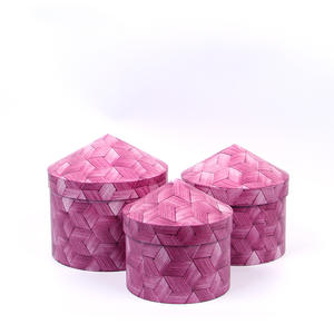 Плетеная Подарочная коробка из искусственного ротанга, трехкомпонентная деревянная цилиндрическая Подарочная круглая Цветочная коробка с пятнами на заказ - Product Image 4