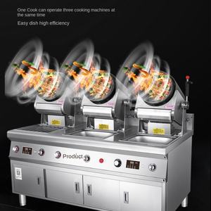 Machine de cuisson robotisée électrique commerciale pour restaurant, personnalisable en usine, avec plusieurs cuves, système rotatif à tambour, fonction wok et évier intégré - Product Image 3