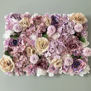 Custom Flowerwall 5D 3D Roll Up Cloth Flower Wall Wedding Decor Artificial Silk Rose Flower Panel Backdrop Flower Wall