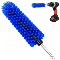 Brosse de nettoyage longue pour perceuse, lot de 1, pour roues de voiture et bouteilles (bleue) – Idéale pour roues, jantes, moteurs, échappements, bouteilles