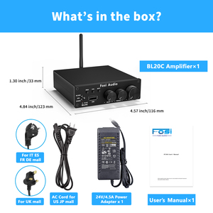 Fosi Audio BL20C 32V Alimentation Lecteur U-Disk 2.1 Récepteur Audio HiFi <span class=keywords><strong>Mini</strong></span> Amplificateur Audio Amplificateur Stéréo <span class=keywords><strong>Classe</strong></span> <span class=keywords><strong>D</strong></span> - Product Image 6
