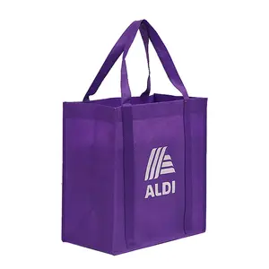 Bolsa de tela no tejida reutilizable para compras, bolsa de tela no tejida de PP con impresión de logotipo personalizado