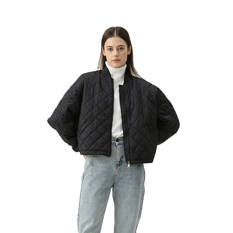 2023 Style High Quality Winter Plain Fur Flight Thin Crop Short Coat Varsity Women Bomber Jacket