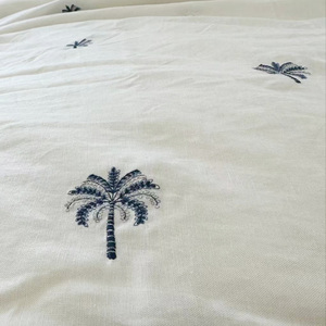 エコテックス100認証取得 100%フランス産リネン ペールツリー刺繍 寝具セット ウォッシュドフラックスベッドシーツセット - Product Image 3