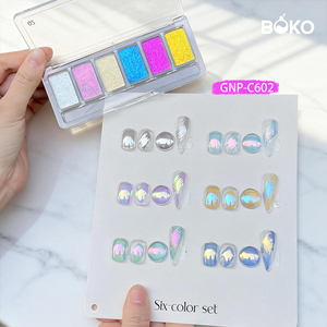 <span class=keywords><strong>BOKO</strong></span> พาเลทโครมสีทาเล็บแบบกำหนดเอง 6 สี ผงกระจกเงาสำหรับตกแต่งเล็บ ผงออโรร่า กลิตเตอร์สำหรับทำเล็บ - Product Image 6