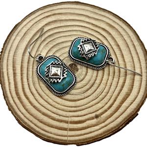 Orecchini Vintage in Stile Geometrico Turchese per Donne, Gioielli per Orecchie in Stile Boho alla Moda - Product Image 5