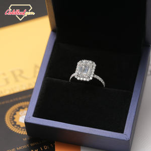 Bague en argent sterling 925 avec diamant moissanite véritable de forme rectangulaire taille émeraude Goldleaf GRA, bagues de fiançailles fines, bijoux pour femmes - Product Image 3