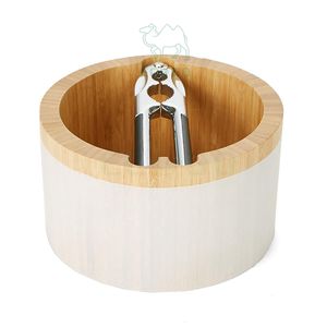 ชุดชามข้าวเกรียบไม้ธรรมชาติพร้อมเครื่องมือกะเทาะถั่วโลหะ - Product Image 1