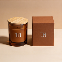 Pot à bougie vide en verre ambré personnalisé de haute qualité, unique, 6oz 8oz 10oz 12oz, avec couvercles et boîtes