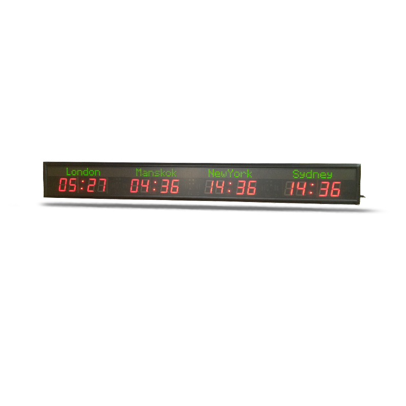 [Hong Hao] new design large wall mounted red world clock custom remote control digital world clock 4 time zone world clock wifi