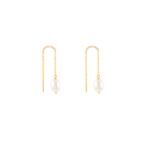Pendientes de Perlas con Cadena Larga y Borla, Joyería Minimalista, Pendientes Colgantes Delicados - Product Image 1