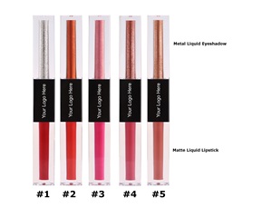 No Logo Maquillage 2 en 1 imperméable <span class=keywords><strong>à</strong></span> l'eau Rouge <span class=keywords><strong>à</strong></span> lèvres mat <span class=keywords><strong>nacré</strong></span> et <span class=keywords><strong>fard</strong></span> <span class=keywords><strong>à</strong></span> paupières liquide métallique - Product Image 5