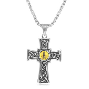 Stainless Steel <b>Cross</b> Pendant With Red Eye Bezel Setting For <b>Men</b> And Women Gift Jewelry 231001 - Product Image 5