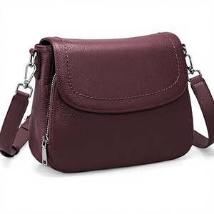 Sac bandoulière unisexe en cuir véritable, couleur unie, sangle réglable, fermeture à boucle, décontracté, usage quotidien, durable, léger - Product Image 1