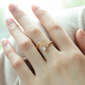 26 Alphabet <b>Open</b> <b>Ring</b> Full Zircon Micro Pave Stainless Steel Fade-Resistant Hypoallergenic Jewelry Vacuum Plated <b>Ring</b> - Product Image 4