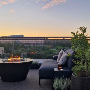 G086 Meuble de table moderne pour foyer d'extérieur gris avec gaz propane et béton Colonne de 65 000BTU sur pied - Product Image 3