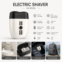 Mini rasoir rotatif à double moteur 7000 tr/min, rasoir électrique pour hommes, IPX7 entièrement lavable, 85 minutes d'utilisation sans fil, charge USB-C