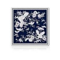 Tapis de Mahjong bleu marine avec imprimé bambou blanc, prune et ginkgo, coussin antidérapant carré pour jeu traditionnel oriental