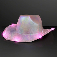 Cappello da Cowgirl a tesa larga con luci colorate a LED Casual Festival di musica all'aperto festa di moda rosa cappello da Cowboy