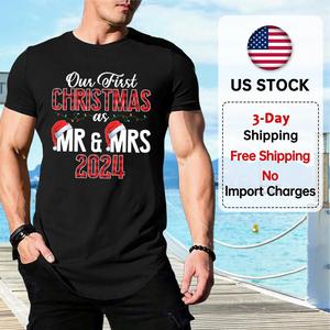 Camisetas navideñas a juego para hombre, camisetas navideñas para parejas, camisetas de regalo de vacaciones para recién casados - Product Image 1