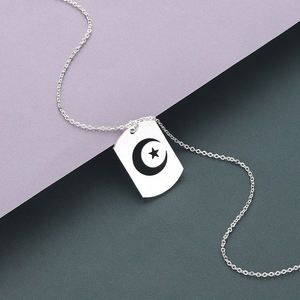 Collana <span class=keywords><strong>con</strong></span> Ciondolo a Forma di Medaglia Militare Islamica in Oro 18K <span class=keywords><strong>con</strong></span> Luna Crescente e <span class=keywords><strong>Stella</strong></span>, Personalizzabile per Uomo e Donna - Product Image 5