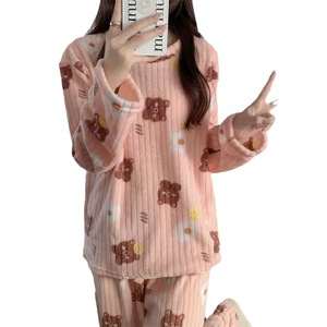 <span class=keywords><strong>Pigiama</strong></span> da <span class=keywords><strong>donna</strong></span> in flanella calda e spessa autunno inverno <span class=keywords><strong>pigiama</strong></span> a righe pesca abbigliamento per la casa in velluto corallo due pezzi in pile Set <span class=keywords><strong>pigiama</strong></span> - Product Image 6