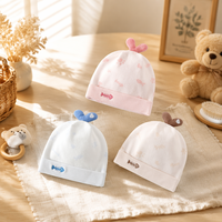 Bonnet en coton doux double couche pour nouveau-né, motif cœur et patte mignon, pour bébés de 0 à 6 mois