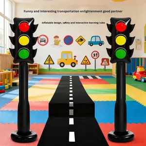 Segnale Stradale Gonfiabile in PVC + Segnale STOP, Giocattoli Educativi per la Sicurezza Stradale dei Bambini, Giochi Interattivi per l'Addestramento al Attraversamento Stradale - Product Image 2