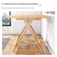 Massivholz Klappbarer Esstisch - Montagefreies Kompaktes Design Wohnmöbel Outdoor Camping Minimalistisches Quadratisches 4-Sitzer-Set