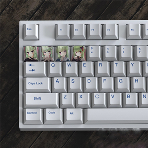 Teclas inspiradas en el Anime japonés para teclado mecánico, perfil de cereza, tinte, subcama, llavero PBT, patrón rectangular, Material de resina - Product Image 5