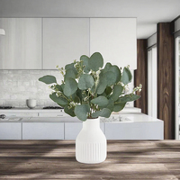 Ensemble de 4 petites plantes artificielles d'eucalyptus vert et de succulentes Winter Shore, décoration intérieure rustique durable pour salle de bain/bureau