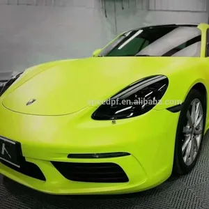 新产品终极扁平荧光黄色超哑光汽车罩自动乙烯基包装