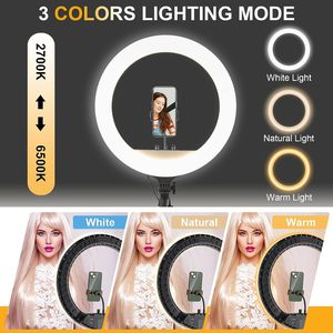 Anneau lumineux LED OEM de 45 cm (18 pouces) avec 3 supports de téléphone et télécommande pour vidéo en direct, photographie et maquillage en studio - Product Image 5
