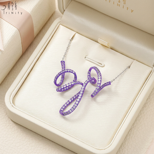 New Collection Fine Jewelry Wholesale 18K Solid Gold Chain Natural Purple Sapphire & Spinel Titanium Pendant <b>Necklace</b> For Women - Product Image 6