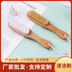 Cepillo de baño de madera de 16x3x3.5cm con piedra pómez, cepillo exfoliante para masaje corporal con mango largo para uso en la ducha - Product Image 5