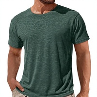 T-shirt en coton doux pour homme, col rond, manches courtes, coupe ajustée, respirant, écologique, en jersey uni, vente en gros