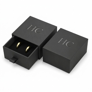 กล่องใส่แหวนหมั้น ดีไซน์หรูหรา สัมผัสนุ่ม กล่องโชว์เครื่องประดับแบบลิ้นชัก บุผ้ากำมะหยี่ ปั๊มลายเฉพาะจุด โลโก้สั่งทำได้ โรงงานผลิตโดยตรง - Product Image 2