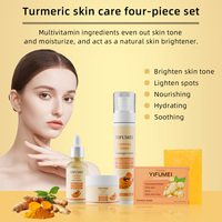 Coffret de Soins Visage Bio Anti-Acné et Anti-Taches au Curcuma : Savon, Sérum, Tonique et Crème Anti-Âge à Marque Blanche