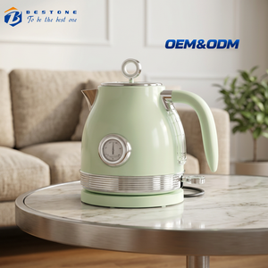 Green Vintage Electric Water <b>Kettle</b> 1.2L Stainless Steel Tea Boiler with Temperature Gauge Dry Boil Protection - Product Image 1